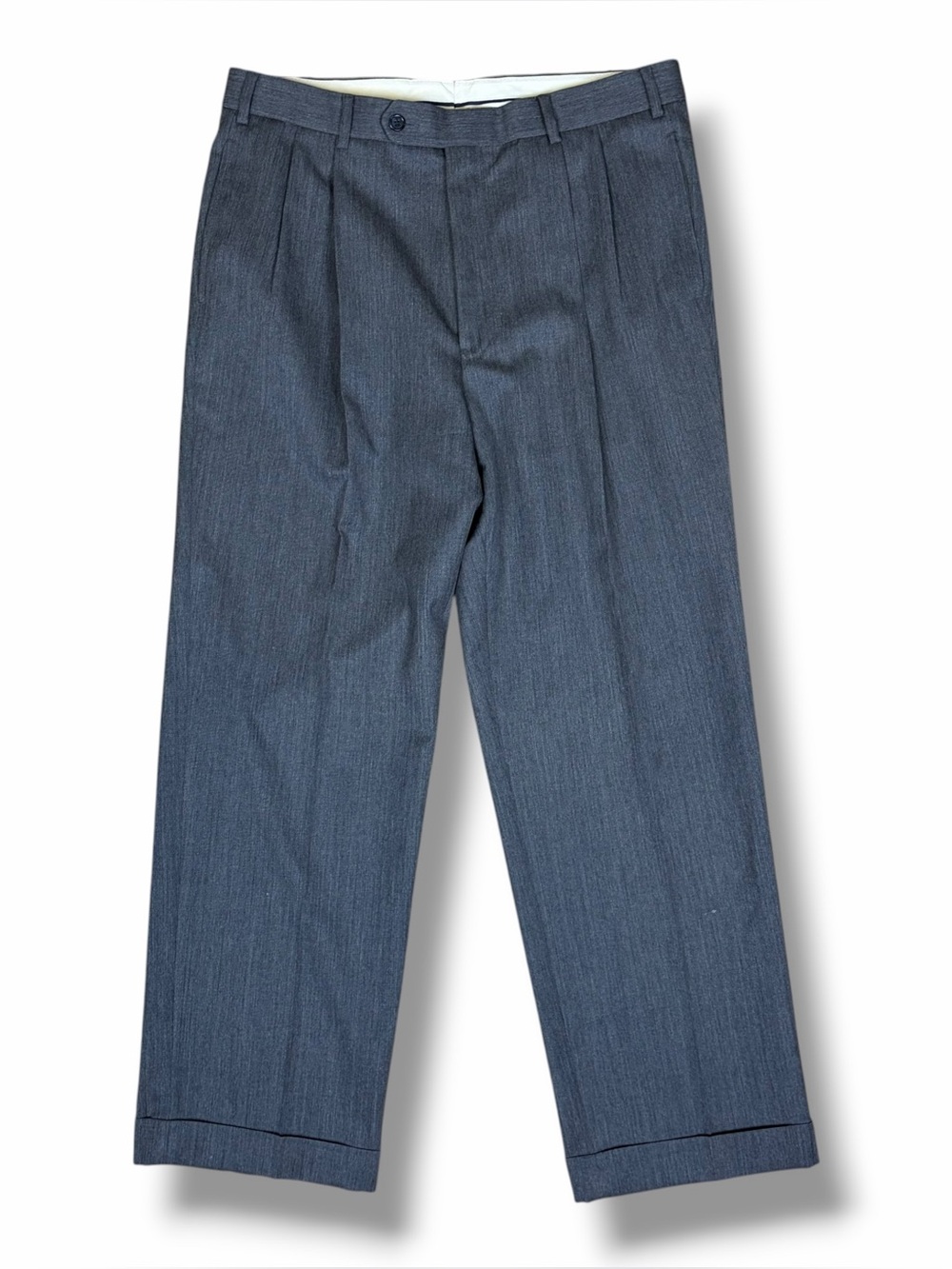 Vtg Brooks Brothers Dress Pants Gray Pleated Cuffed Wool Slacks Trousers 35x30